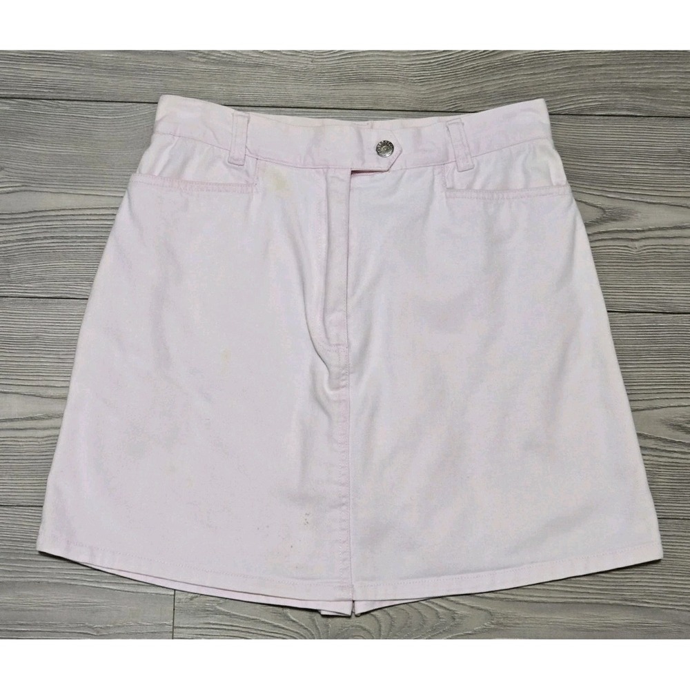 Vtg Forenza Denim Skort Skirt Womens Sz 12 Light Pink 80s 90s Jean